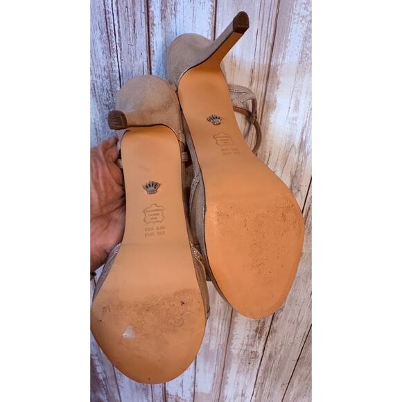 Nina Blossum Champagne Rhinestone Evening Sandals - 9.5 - Picture 7 of 8